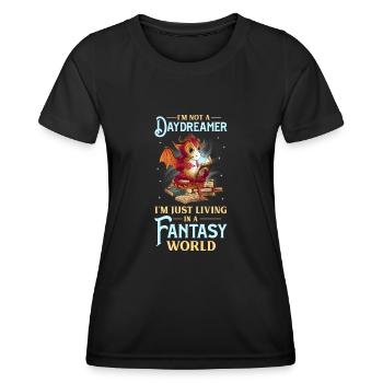 Bücherwurm Drache Fantasy Buchliebhaber - Frauen Funktions-T-Shirt - Schwarz - Vorne - AI Model Female 172 light (172cm)
