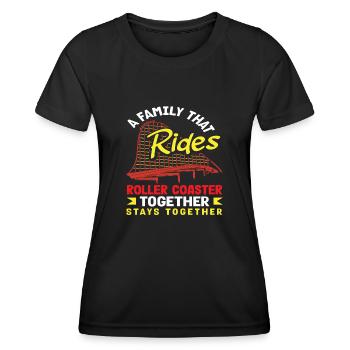 Montagnes russes, famille, tour fort ensemble - T-shirt sport Femme - noir - Devant - AI Model Female 172 light (172cm)