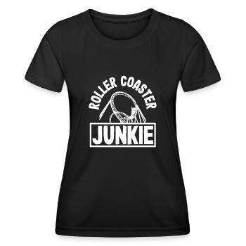 Accro aux montagnes russes pour les amateurs d’adrénaline - T-shirt sport Femme - noir - Devant - AI Model Female 172 light (172cm)