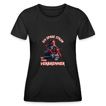 J’économise de l’électricité Je conduis des moteurs à combustion - T-shirt sport Femme - noir - Devant - AI Model Female 172 light (172cm)