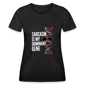 Sarkasmus Gene DNA Genetik - Frauen Funktions-T-Shirt - Schwarz - Vorne - AI Model Female 172 light (172cm)