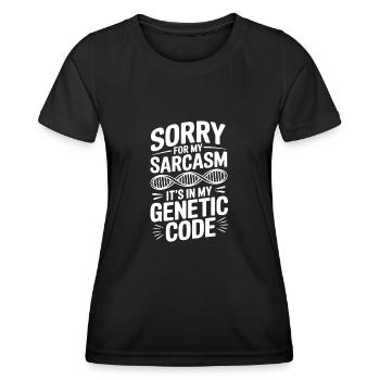 Sarkasmus Gene DNA Genetik - Frauen Funktions-T-Shirt - Schwarz - Vorne - AI Model Female 172 light (172cm)