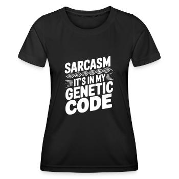 Sarkasmus Gene DNA Genetik - Frauen Funktions-T-Shirt - Schwarz - Vorne - AI Model Female 172 light (172cm)