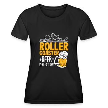 Achterbahn Und Bier Perfekter Tag - Frauen Funktions-T-Shirt - Schwarz - Vorne - AI Model Female 172 light (172cm)