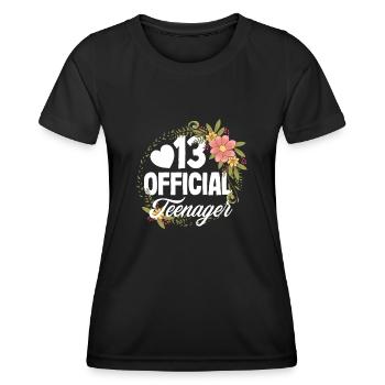 13e anniversaire Officiel Adolescent - T-shirt sport Femme - noir - Devant - AI Model Female 172 light (172cm)