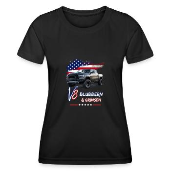 US Pick Up V8 Auto -Blubbern und Grinsen-Pick Up - Frauen Funktions-T-Shirt - Schwarz - Vorne - AI Model Female 172 light (172cm)