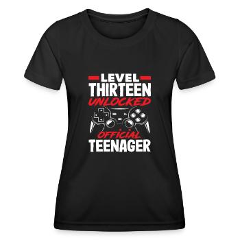 13. Geburtstag Level Dreizehn Freigeschaltet - Frauen Funktions-T-Shirt - Schwarz - Vorne - AI Model Female 172 light (172cm)