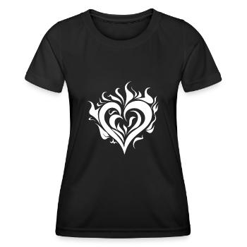 Herz Feuer - Frauen Funktions-T-Shirt - Schwarz - Vorne - AI Model Female 172 light (172cm)