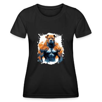 Hund Pit Muskeln Bodybuilding Beast - Frauen Funktions-T-Shirt - Schwarz - Vorne - AI Model Female 172 light (172cm)