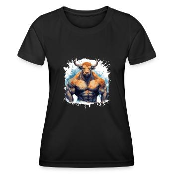 Bull Bull Muscles Musculation Bête - T-shirt sport Femme - noir - Devant - AI Model Female 172 light (172cm)