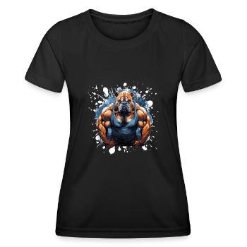 Bulldog Dog Muscles Bodybuilding - Women's Functional T-Shirt - black - Front - AI Model Female 172 light (172cm)