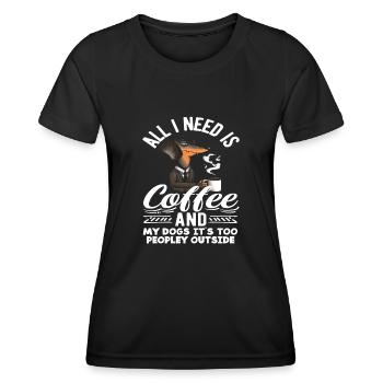 Amateur de café : tout ce dont j'ai besoin, c'est de café - T-shirt sport Femme - noir - Devant - AI Model Female 172 light (172cm)