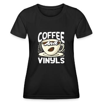 Coffee Lover And Vinyls Fan - Women's Functional T-Shirt - black - Front - AI Model Female 172 light (172cm)