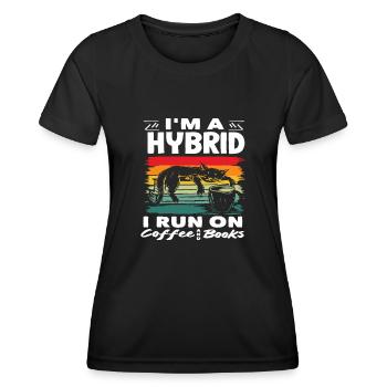 Conception d'amateur de livres de café hybrides - T-shirt sport Femme - noir - Devant - AI Model Female 172 light (172cm)