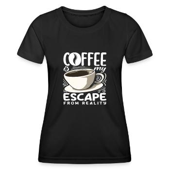 Coffee lovers Coffee is my escape - Women's Functional T-Shirt - black - Front - AI Model Female 172 light (172cm)