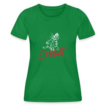 Cricket Player Graphical Illustration - Women's Functional T-Shirt - kelly green - Front - AI Model Female 172 dark (172cm)