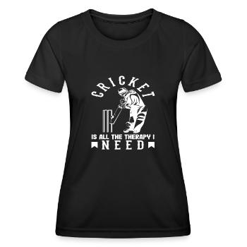 Cricketer Therapy I Need - Women's Functional T-Shirt - black - Front - AI Model Female 172 light (172cm)