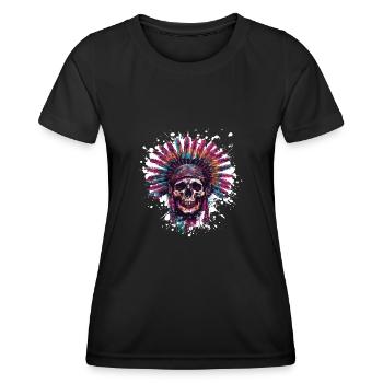 Chef de crâne indien - T-shirt sport Femme - noir - Devant - AI Model Female 172 light (172cm)