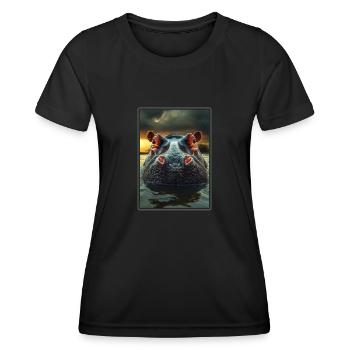 Nilpferd Flußpferd - Frauen Funktions-T-Shirt - Schwarz - Vorne - AI Model Female 172 light (172cm)