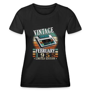Février 1955 Anniversaire Février 1955 Février - T-shirt sport Femme - noir - Devant - AI Model Female 172 light (172cm)