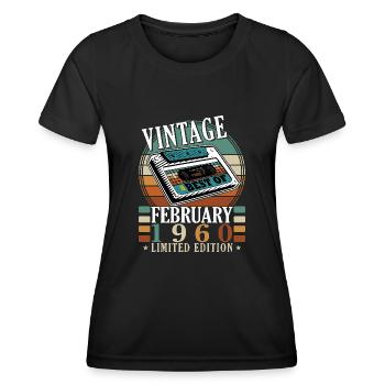 Février 1960 Jubilé Février 1960 Février - T-shirt sport Femme - noir - Devant - AI Model Female 172 light (172cm)