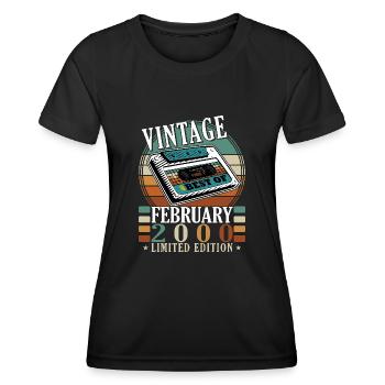 Février 2000 Anniversaire Février 2000 Février - T-shirt sport Femme - noir - Devant - AI Model Female 172 light (172cm)