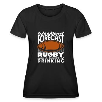 Wochenende Prognose Rugby Spieler Spaß - Frauen Funktions-T-Shirt - Schwarz - Vorne - AI Model Female 172 light (172cm)