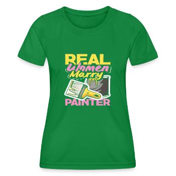 Real Women Marry Painters - Women's Functional T-Shirt - kelly green - Front - AI Model Female 172 dark (172cm)