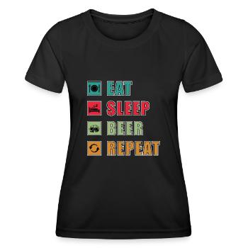 Eat Sleep Beer Repeat - Women's Functional T-Shirt - black - Front - AI Model Female 172 light (172cm)