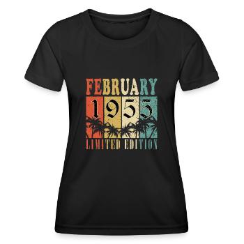 Février 1955 Anniversaire Février 1955 Février - T-shirt sport Femme - noir - Devant - AI Model Female 172 light (172cm)