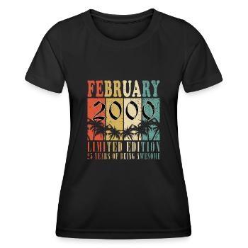Février 2000 Anniversaire Février 2000 Février - T-shirt sport Femme - noir - Devant - AI Model Female 172 light (172cm)