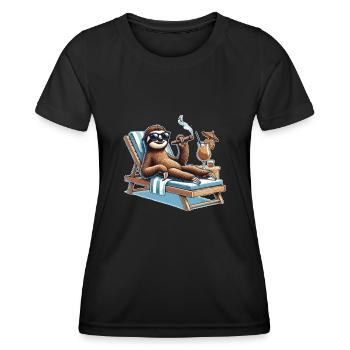 Paresseux décontracté avec lunettes de soleil - T-shirt sport Femme - noir - Devant - AI Model Female 172 light (172cm)