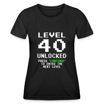 Niveau 40 débloqué - 40 ans Anniversaire du joueur - T-shirt sport Femme - noir - Devant - AI Model Female 172 light (172cm)