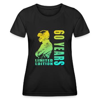 Motorradfahrer & Biker 60. Geburtstag - Frauen Funktions-T-Shirt - Schwarz - Vorne - AI Model Female 172 light (172cm)