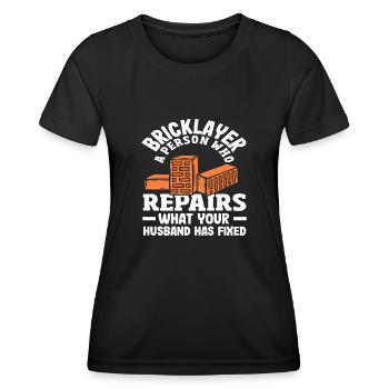 Maçon une personne qui répare ce que le mari - T-shirt sport Femme - noir - Devant - AI Model Female 172 light (172cm)