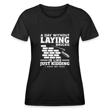 Mason : Une journée sans poser de briques - T-shirt sport Femme - noir - Devant - AI Model Female 172 light (172cm)