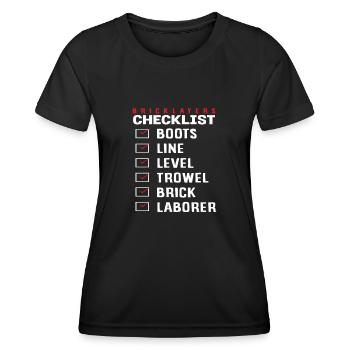 Maurer Checklist Bottes Line Level Truelle - T-shirt sport Femme - noir - Devant - AI Model Female 172 light (172cm)