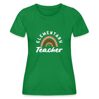 Elementary school teacher retro rainbow design - Women's Functional T-Shirt - kelly green - Front - AI Model Female 172 dark (172cm)