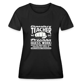 Enseignant à l’école primaire Précision Devinettes Travail Humour - T-shirt sport Femme - noir - Devant - AI Model Female 172 light (172cm)