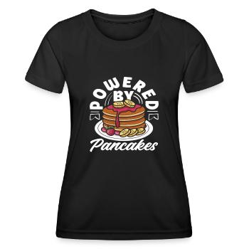 Powered by Pancakes Enjoyment - Women's Functional T-Shirt - black - Front - AI Model Female 172 light (172cm)