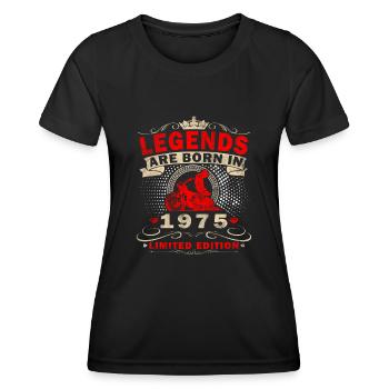 50e anniversaire 1975 Moto Motard - T-shirt sport Femme - noir - Devant - AI Model Female 172 light (172cm)