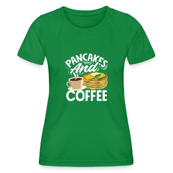 Pancakes and Coffee for Connoisseurs - Women's Functional T-Shirt - kelly green - Front - AI Model Female 172 dark (172cm)