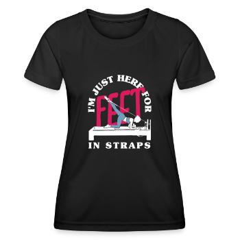 Pilates: Here For Feet In Straps - Women's Functional T-Shirt - black - Front - AI Model Female 172 light (172cm)