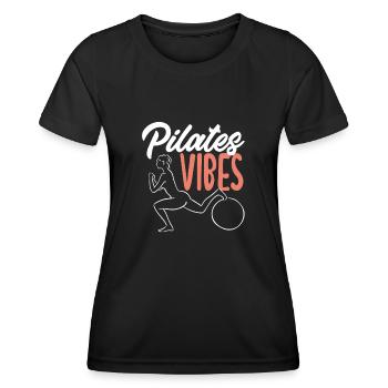 Pilates Vibes Inspiration für Deine Praxis - Frauen Funktions-T-Shirt - Schwarz - Vorne - AI Model Female 172 light (172cm)