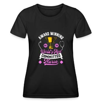 Dedicated Nurse Funny Award-Winning - Women's Functional T-Shirt - black - Front - AI Model Female 172 light (172cm)