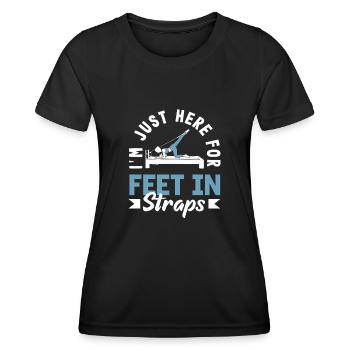 Pilates: Just Here For Feet In Straps - Women's Functional T-Shirt - black - Front - AI Model Female 172 light (172cm)