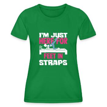 Pilates Here For Feet In Straps - Women's Functional T-Shirt - kelly green - Front - AI Model Female 172 dark (172cm)