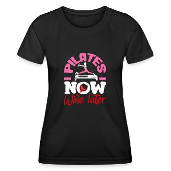 Pilates Now Wine Later Charming - Women's Functional T-Shirt - black - Front - AI Model Female 172 light (172cm)
