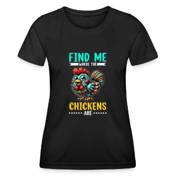 Poulets Poulets - T-shirt sport Femme - noir - Devant - AI Model Female 172 light (172cm)