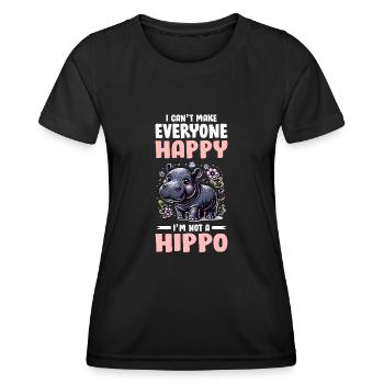 Nilpferd - Frauen Funktions-T-Shirt - Schwarz - Vorne - AI Model Female 172 light (172cm)